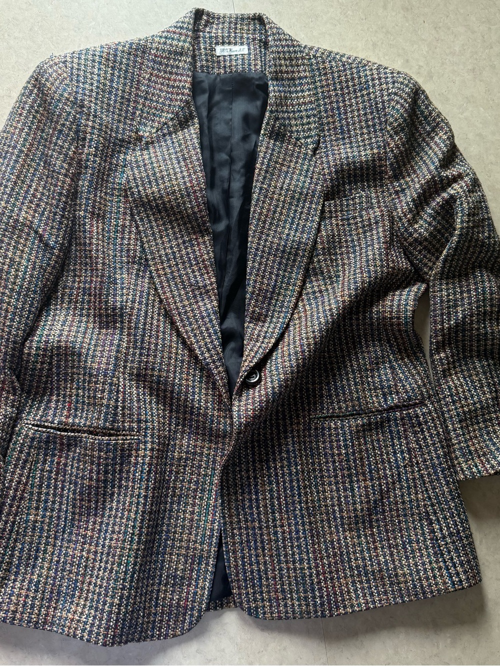Vintage Doncaster Silks 100% Silk Multicolor Tweed Blazer Jacket Size 16